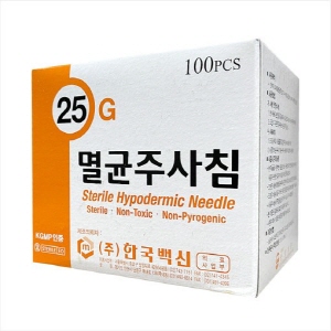 한국백신)일회용주사침(Needle) 25G 1-1/2INCH / 1통(100개)