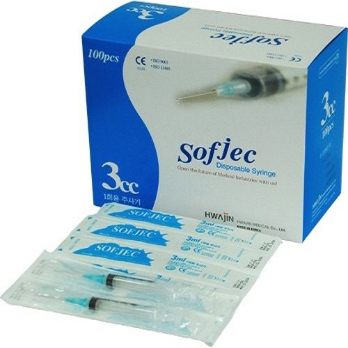 화진)일회용주사기(Syringe) 3CC 23G 1INCH / 1통(100개)