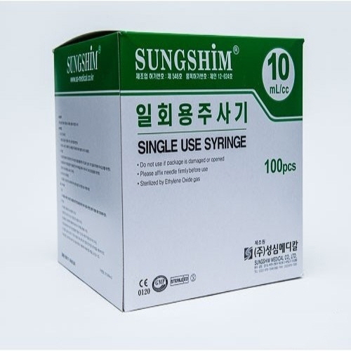 성심)일회용주사기(Syringe) 10cc 무침 W/O/ 1통(100개)