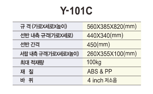 열린세상)PVC 드레싱카 (2단,서랍1식) Y-101C
