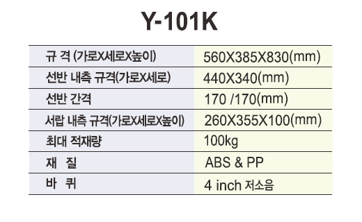 열린세상)PVC 드레싱카 (3단,서랍상하2식) Y-101K